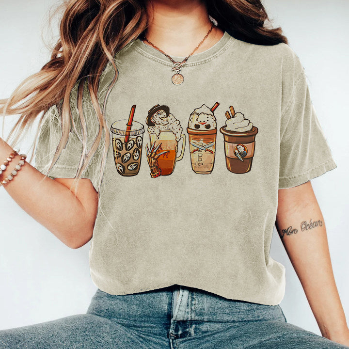 Horror Fall coffee Graphic shirt