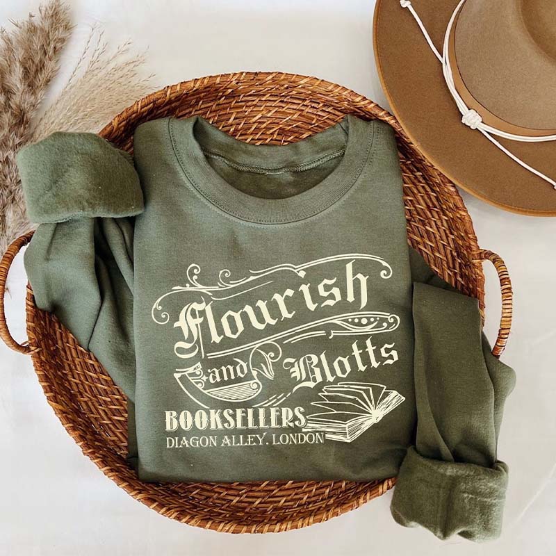 Flourish Blotts Wizard Book Magic Vintage Sweatshirt