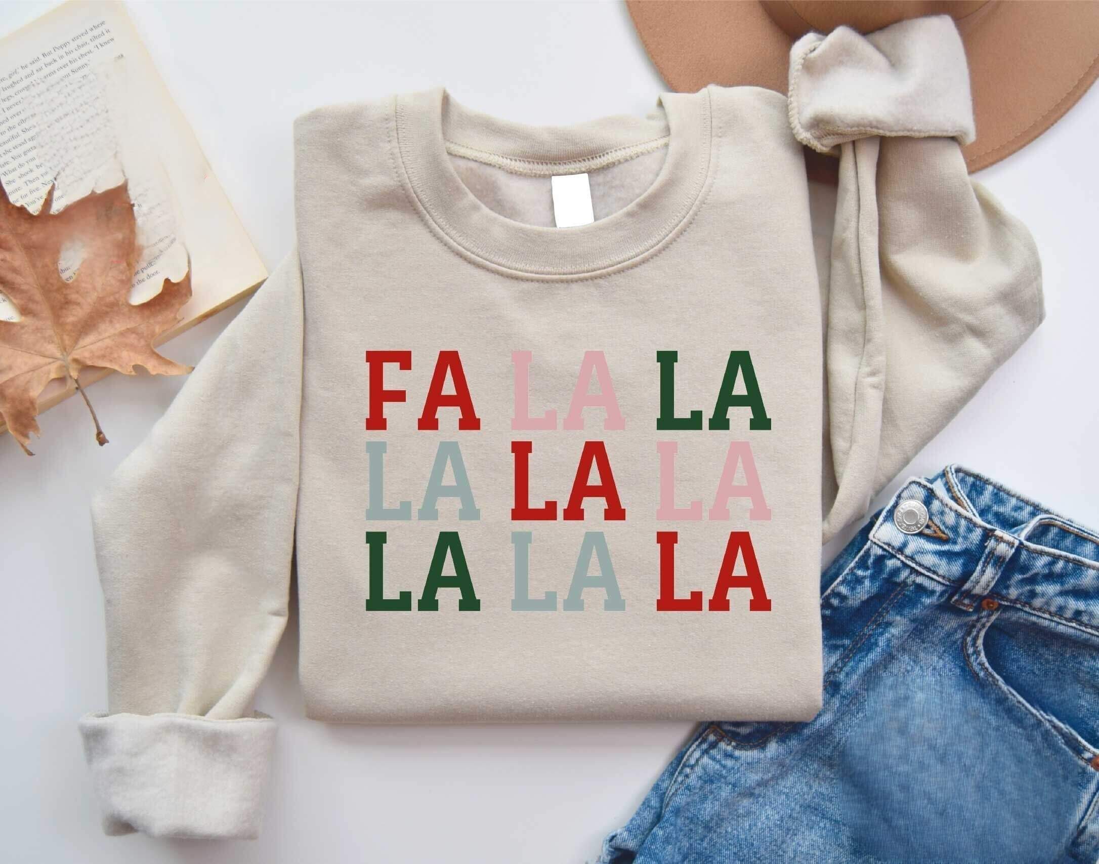 Fa La La Print Christmas Sweatshirt