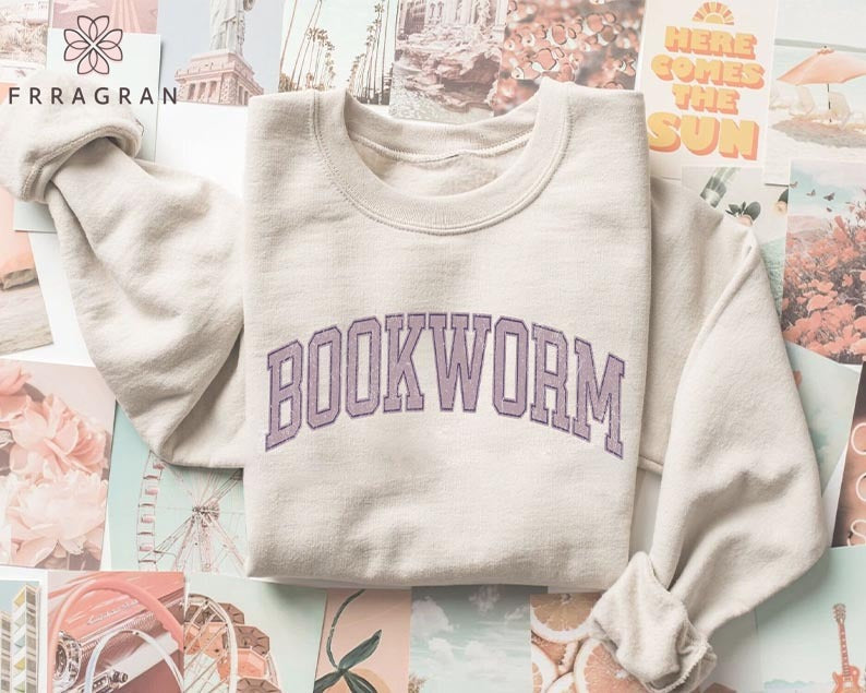 Bookworm Letter Print Crewneck Sweatshirt