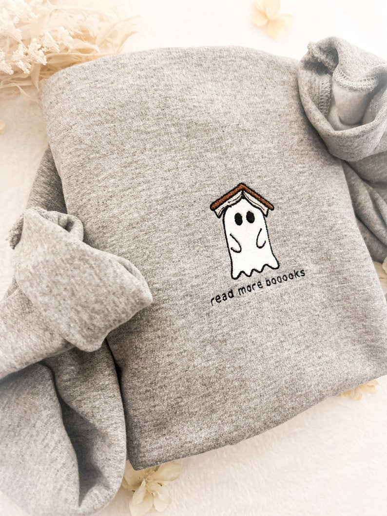 Embroidered Ghost Book Sweatshirt