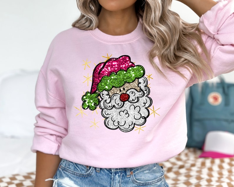 Faux Sequin Santa Sweatshirt