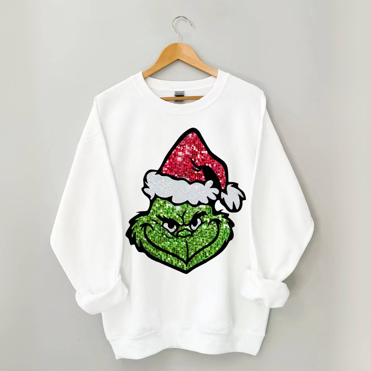 Sequin Christmas Face Print Sweatshirt