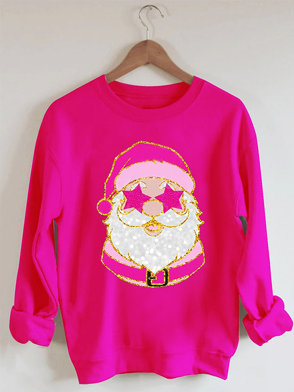 Santa with Pink Sunglasses Trendy Sweatshirt