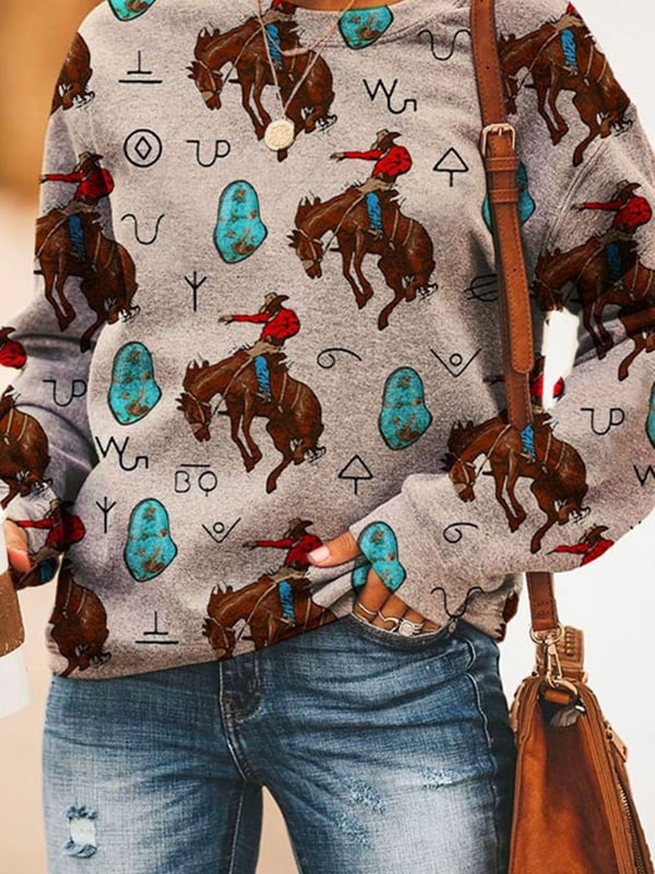 Fashion Print Long-Sleeved Sweatshirt