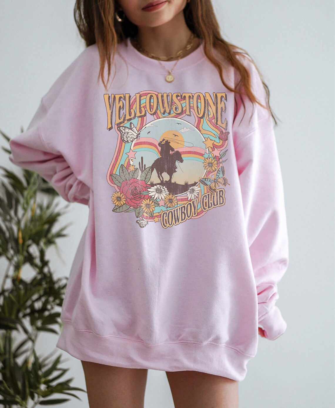 Retro Yellowstone Print Casual Sweatshirt