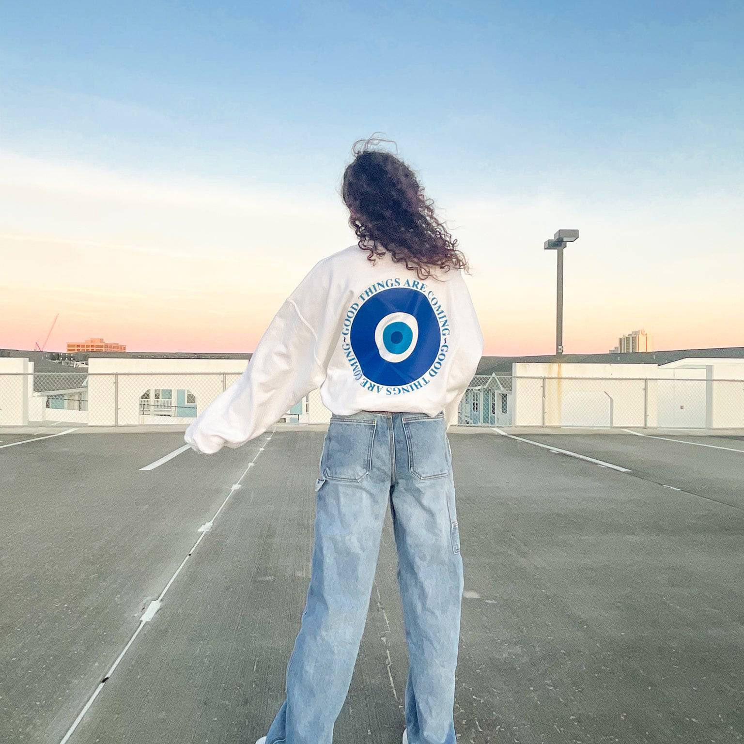 Women's Evil Eye Good Things Are Coming Print Sweatshirt