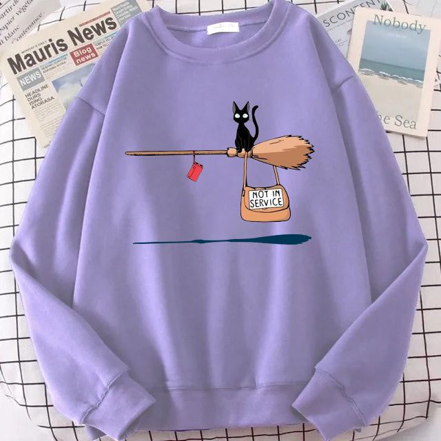 Cute black cat GiGi print sweatshirt